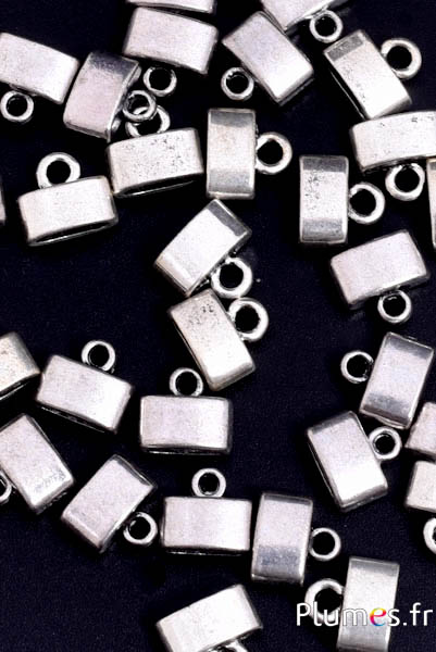 Pendentif en métal - 10 mm x 5 mm, trou 3 mm - argenté 